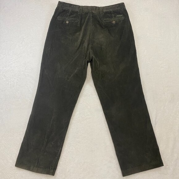 Dockers Premium Khakis Corduroy Flat Front Pants Olive Green/Brown Size 35 x 31 - Picture 5 of 9